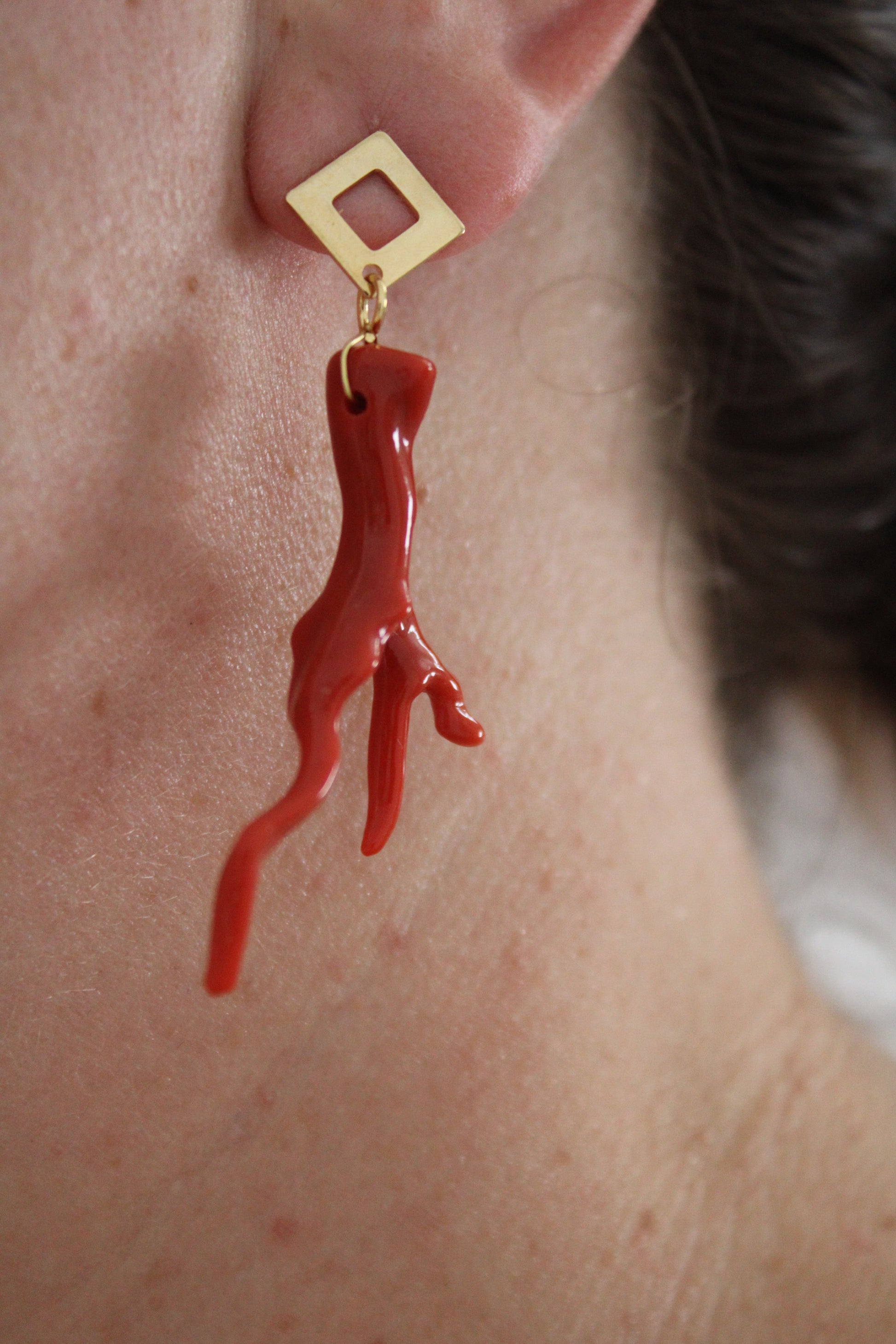 Pendientes coral rojo
